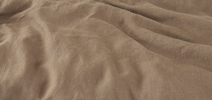 Close-up of linen and cotton duvet fabric texture